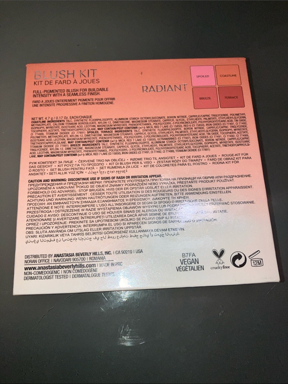 Anastasia Beverly Hills Radiant Blush Kit Four-Shade Pink & Peach Palette - Picture 4 of 4
